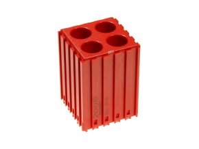 plastovy box na naradi s valcovou stopkou d16 modul 5x5 4 dutiny cervena 35561