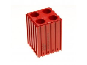 plastovy box pro ukladani klestin s velkym prumerem 16 mm modul 5x5 4 dutiny cervena 35623