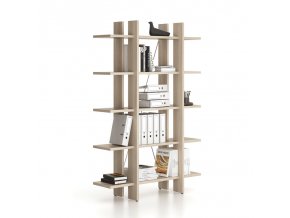 Kancelářský regál vysoký krátký SOLID, 1250 x 400 x 1825 mm, dub přírodní
