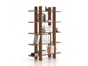 Kancelářský regál vysoký krátký SOLID, 1250 x 400 x 1825 mm, ořech