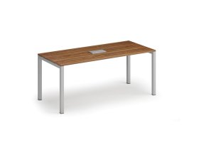 Jednací stůl PRIMO SQUARE, 180x80 cm, ořech + stolní zásuvka TYP V, stříbrná