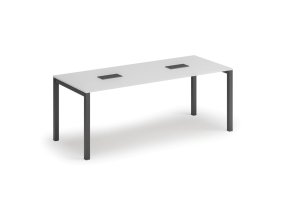 Jednací stůl PRIMO SQUARE, 200x80 cm, bílá + 2x stolní zásuvka TYP V, černá