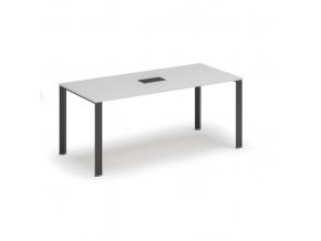 Stůl INFINITY 1800 x 900 x 750, bílá + stolní zásuvka TYP IV, černá