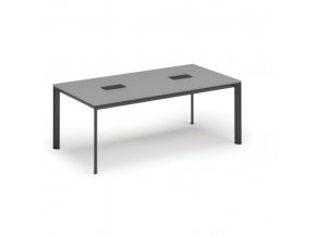 Stůl INVITATION 2000 x 1000 x 740, šedá + 2x stolní zásuvka TYP I, černá