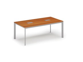 Jednací stůl PRIMO INVITATION, 200x100 cm, třešeň + 2x stolní zásuvka TYP II, stříbrná
