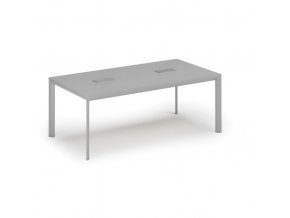 Stůl INVITATION 2000 x 1000 x 740, šedá + 2x stolní zásuvka TYP II, stříbrná