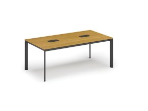 Jednací stůl PRIMO INVITATION, 200x100 cm, buk + 2x stolní zásuvka TYP II, černá