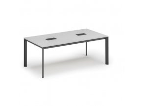 Stůl INVITATION 2000 x 1000 x 740, bílá + 2x stolní zásuvka TYP III, černá