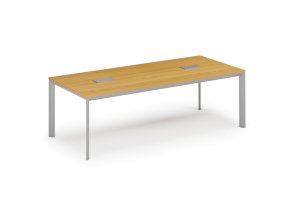 Jednací stůl PRIMO INVITATION, 240x120 cm, buk + 2x stolní zásuvka TYP I, stříbrná