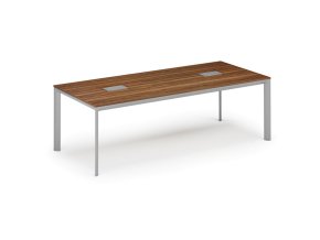 Jednací stůl PRIMO INVITATION, 240x120 cm, ořech + 2x stolní zásuvka TYP I, stříbrná