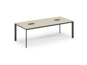 Jednací stůl PRIMO INVITATION, 240x120 cm, bříza + 2x stolní zásuvka TYP II, černá