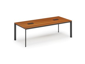 Jednací stůl PRIMO INVITATION, 240x120 cm, třešeň + 2x stolní zásuvka TYP II, černá