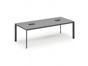 Stůl INVITATION 2400 x 1200 x 740, šedá + 2x stolní zásuvka TYP II, černá