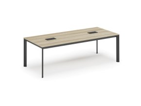 Jednací stůl PRIMO INVITATION, 240x120 cm, dub přírodní + 2x stolní zásuvka TYP II, černá