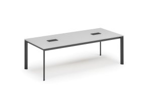 Jednací stůl PRIMO INVITATION, 240x120 cm, bílá + 2x stolní zásuvka TYP V, černá