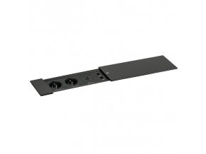 Zásuvkový box TYP IV - posuvný kryt, 2x zásuvka, nabíjecí USB A+C porty, 2x RJ45 port, černá