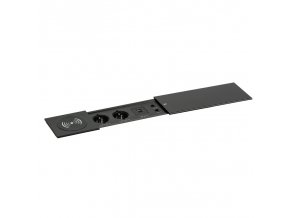 zasuvkovy box typ v posuvny kryt 2x zasuvka nabijeci usb a c porty 2x rj45 port 1x bezdratova nabijecka cerna 36018