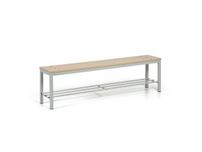 Šatní lavice s botníkem, sedák - lamino, šedé nohy, délka 1500 mm, bříza