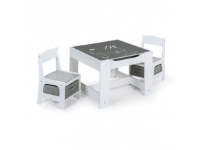 Set dětského stolu se 2 židlemi MULTI, bílá/šedá