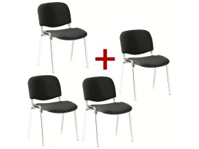 Konferenční židle VIVA chrom 3+1 ZDARMA, černá