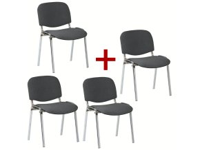 Konferenční židle VIVA chrom 3+1 ZDARMA, šedá
