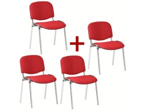 Konferenční židle VIVA chrom 3+1 ZDARMA, červená