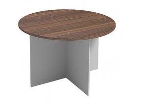 Jednací stůl s kulatou deskou PRIMO FLEXI, průměr 1200 mm, šedá / ořech