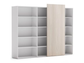 Skříň vysoká otevřená dlouhá BLOCK White, dub přírodní