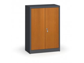 Svařované skříně s lamino dveřmi, 1150 x 800 x 400 mm, RAL 7016/třešeň