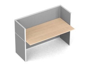 Kancelářský psací stůl PRIMO s paravany, nástěnka, 1 místo, šedá/bříza