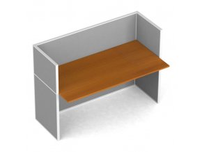 Rovný kancelářský pracovní stůl PRIMO s paravany, nástěnka, 1 místo, třešeň