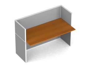 Kancelářský psací stůl PRIMO s paravany, nástěnka, 1 místo, šedá/třešeň