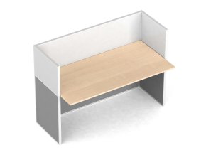 Rovný kancelářský psací stůl PRIMO s paravany, magnetická tabule, 1 místo, šedá/bříza