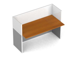 Rovný kancelářský psací stůl PRIMO s paravany, magnetická tabule, 1 místo, šedá/třešeň