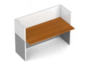 Rovný kancelářský pracovní stůl PRIMO s paravany, magnetická tabule, 1 místo, třešeň