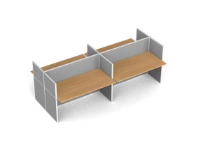 Kancelářský stůl PRIMO s paravanem, 4 místa, nástěnka, šedá/buk