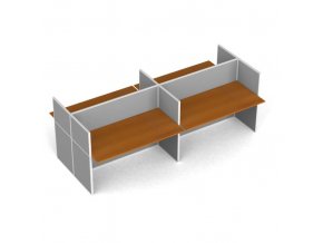 Rovný kancelářský stůl PRIMO s paravanem, 4 místa, nástěnka, třešeň