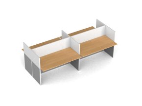 Kancelářský stůl PRIMO s paravany, 4 místa, magnetická tabule, šedá/buk