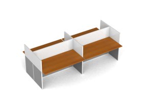 Kancelářský stůl PRIMO s paravany, 4 místa, magnetická tabule, šedá/třešeň