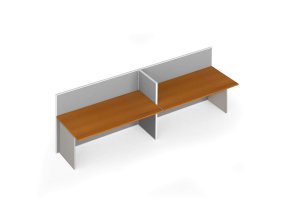 Kancelářský stůl PRIMO s paravanem, 2 místa, nástěnka, šedá/třešeň