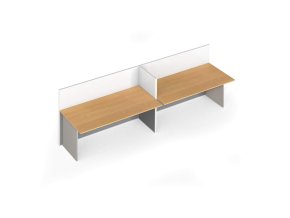 Kancelářský stůl PRIMO s paravanem, 2 místa, magnetická tabule, šedá/buk