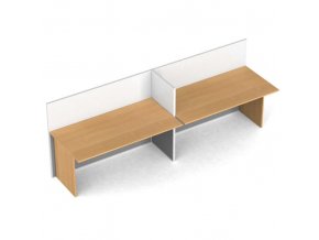 Rovný kancelářský stůl PRIMO s paravanem, 2 místa, magnetická tabule, buk