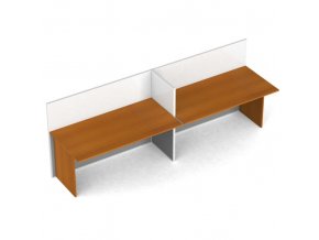Rovný kancelářský stůl PRIMO s paravanem, 2 místa, magnetická tabule, třešeň