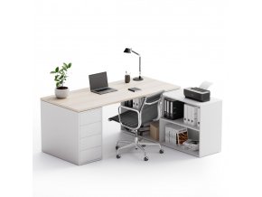 kancelarsky psaci stul s uloznym prostorem block b04 bila dub prirodni 34365