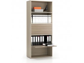 Vysoký kancelářský policový regál LAYERS, 2 boxy, 800 x 400 x 1905, dub přírodní / dub mořený