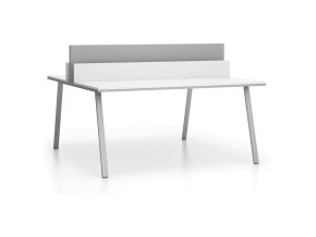 Kancelářský psací stůl DOUBLE LAYERS, s přepážkami, bílá / šedá