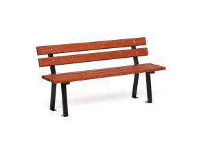 Venkovní lavička WOODY s opěradlem, 1500 mm, mahagon tmavý