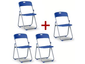 Skládací židle CLACK 3+1 ZDARMA, modrá