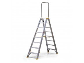 Oboustranné hliníkové schůdky ALVE FORTE s madlem, 2x8 stupňů, výška 1,7 m