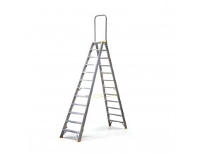 Oboustranné hliníkové schůdky ALVE FORTE s madlem, 2x12 stupňů, výška 2,55 m